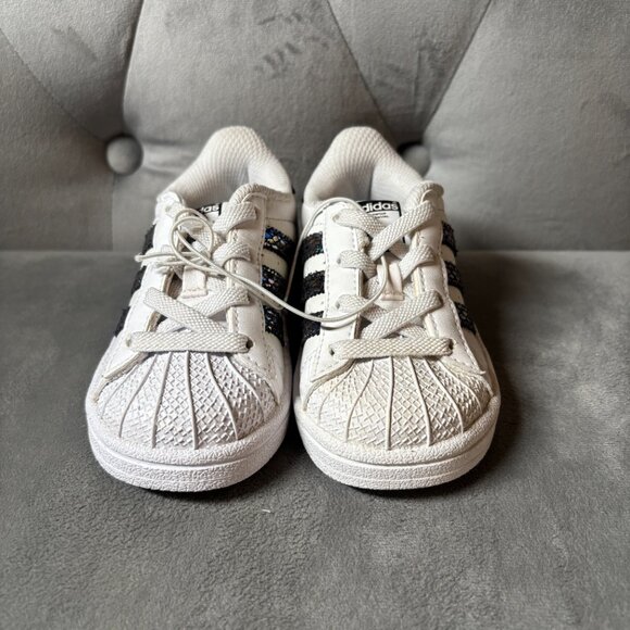 Adidas Superstar Snake White Metallic TD Toddler Sneaker‎ Shoes Size 6K NEW - Picture 2 of 6